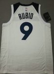 NBA 9 Rubio Timberwolves Maillot blanc imprimé